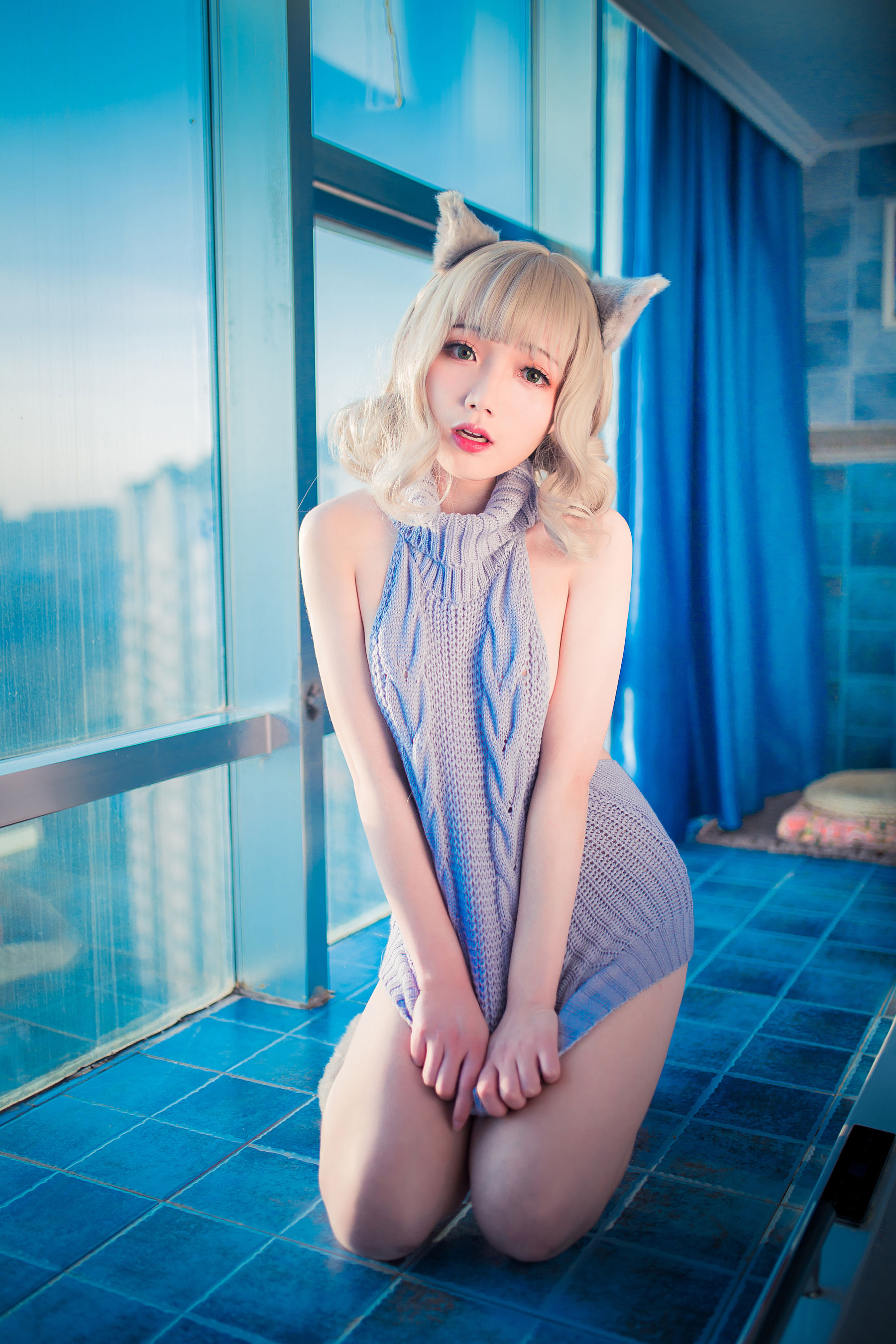 萝莉福利真央Mao – 露背毛衣 [50P]-妍画集