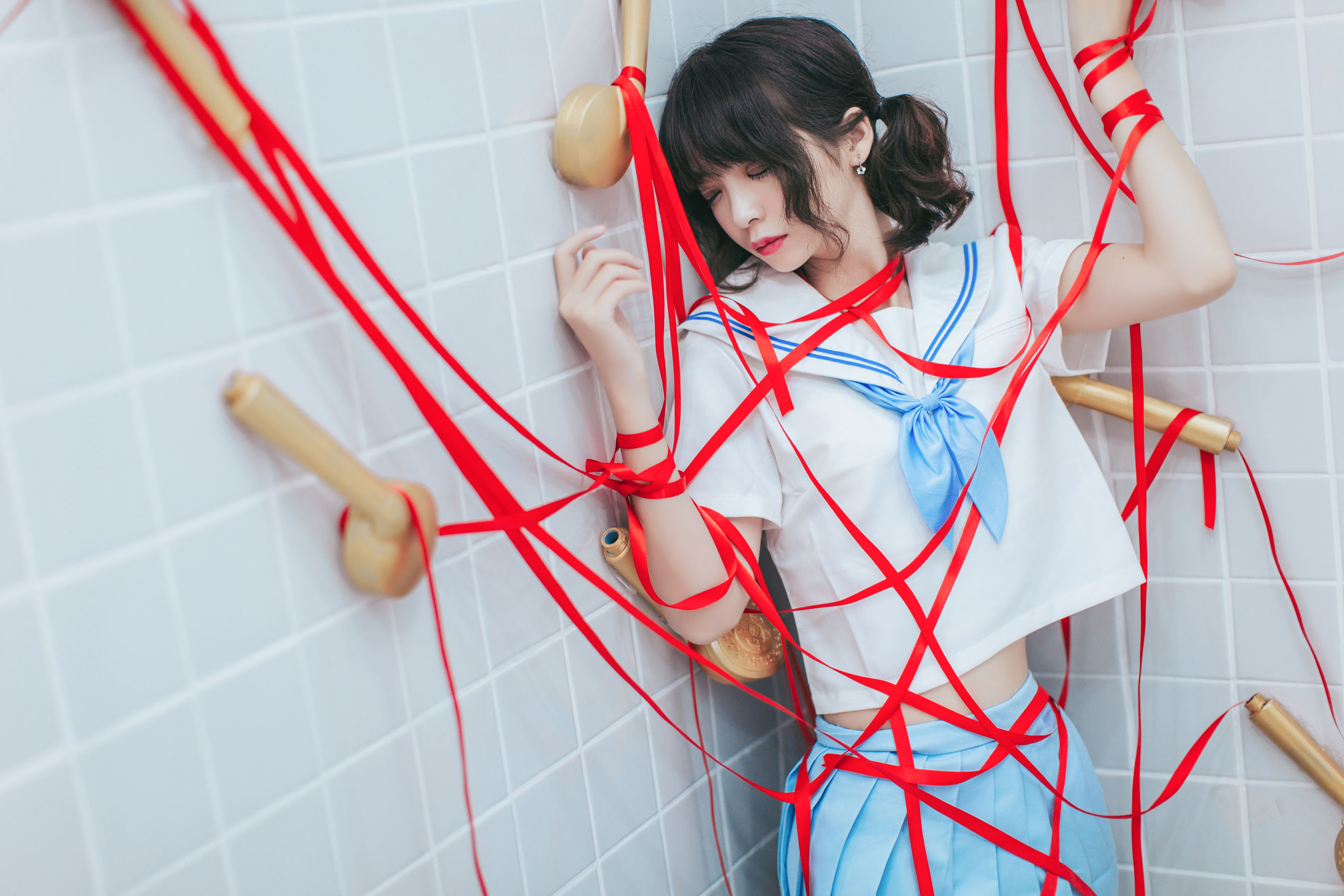 [Cosplay写真] 疯猫ss – 浴室JK [21P]-妍画集