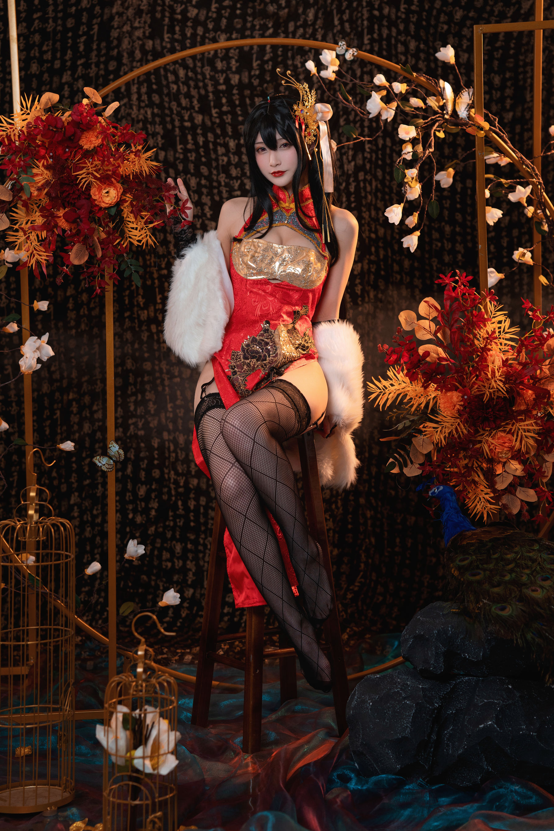 动漫博主铁板烧鬼舞w – 大凤旗袍 [30P]-妍画集