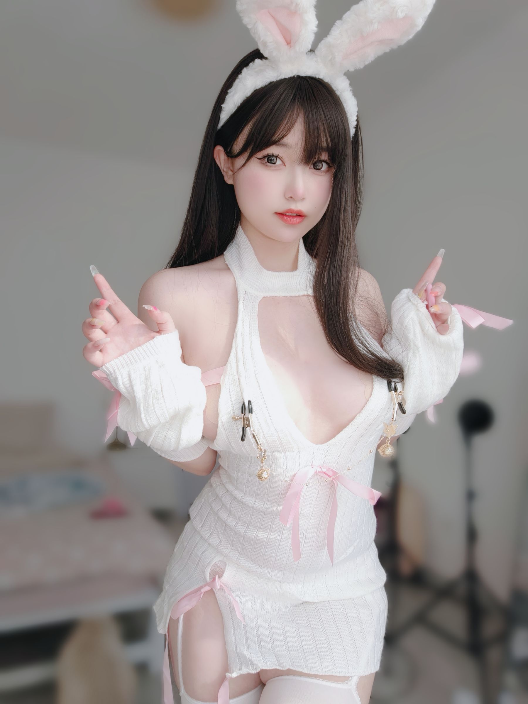 女主K – 白丝兔女郎 [102P] 插图3