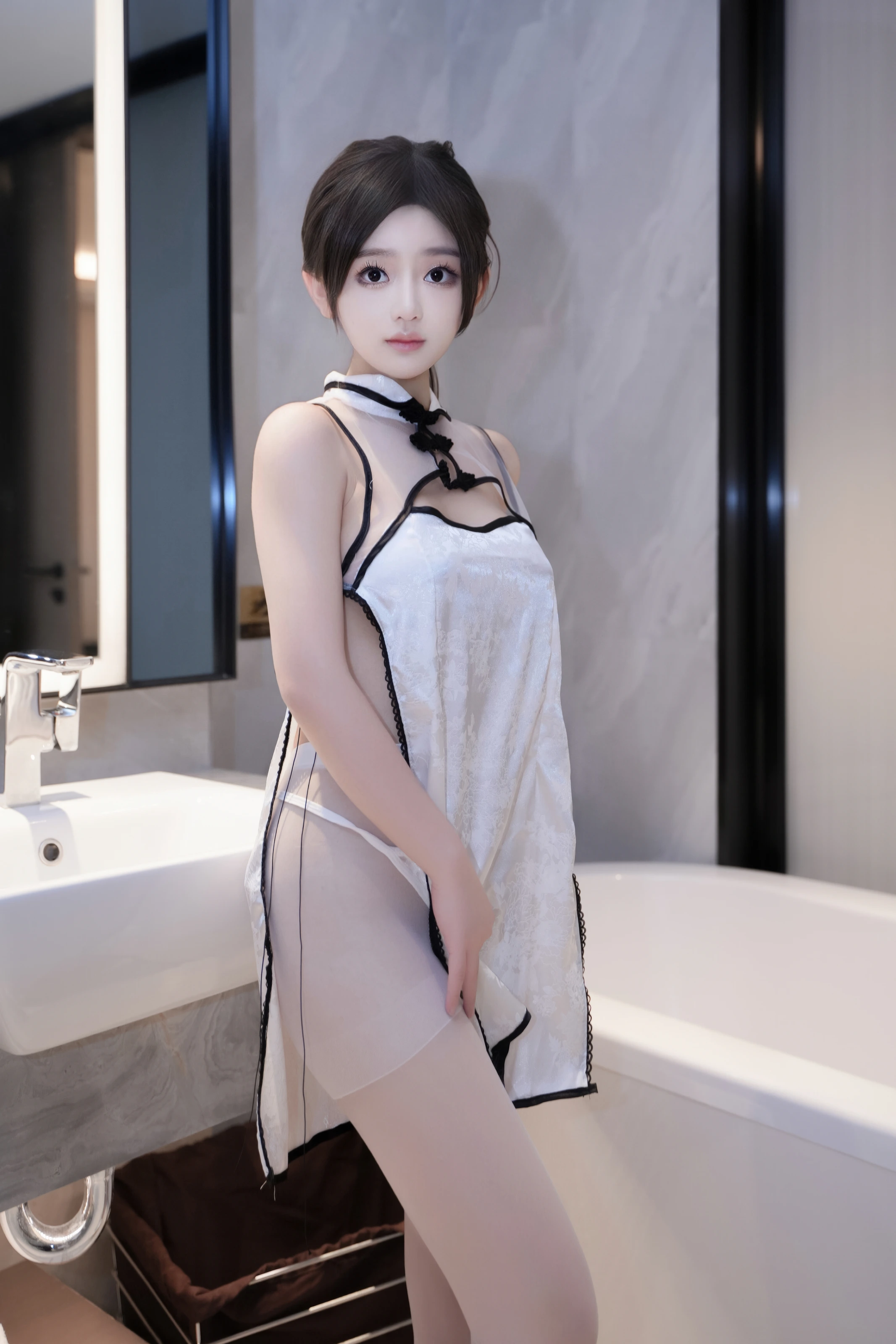 XiuRen 内购版 No.8104 奶茶味的包子 白色旗袍 [65P] 插图6