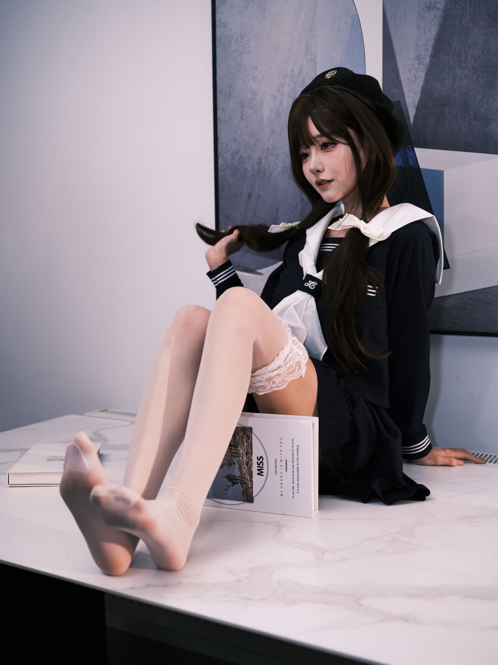 孟程程 – 《女水手的假日 深蓝白丝版》[16P] 插图5