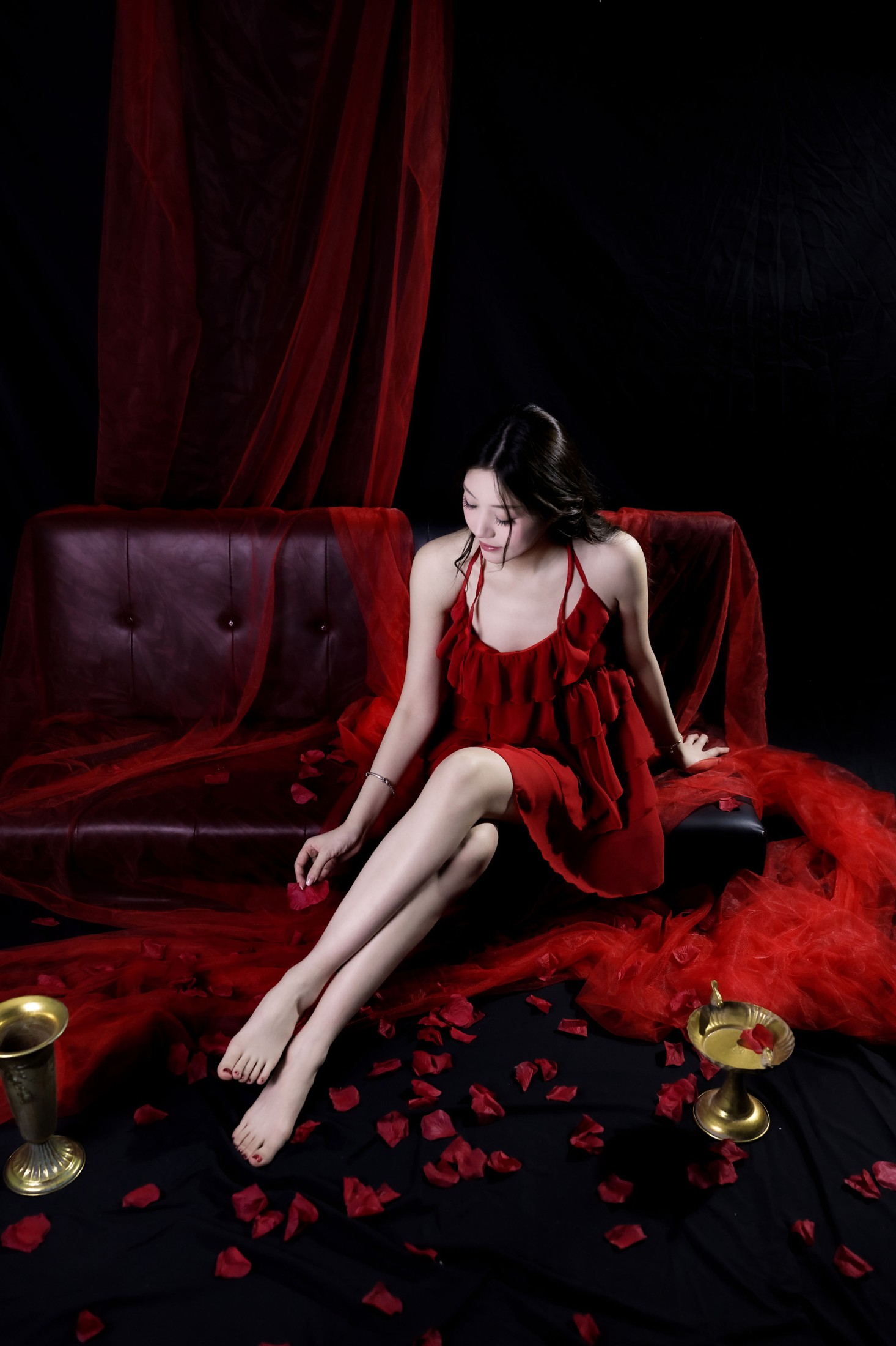 ID10310红色纱裙 - 妍画集-妍画集