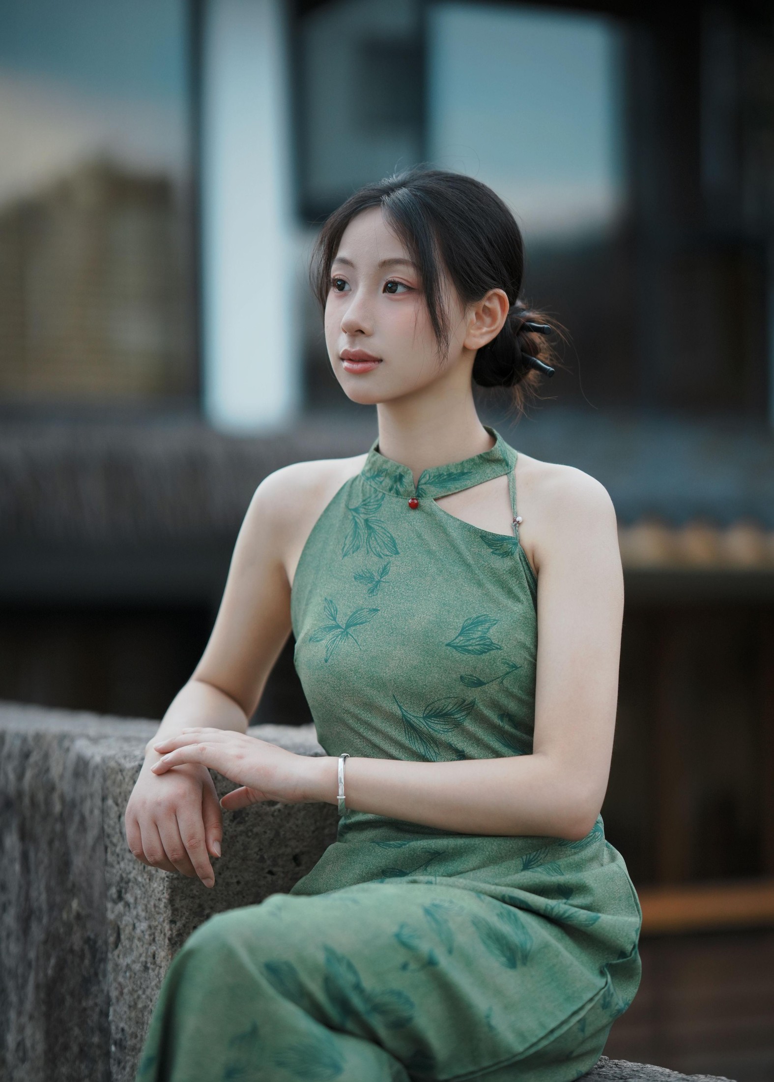 ID11165绿色江南旗袍 - 妍画集-妍画集