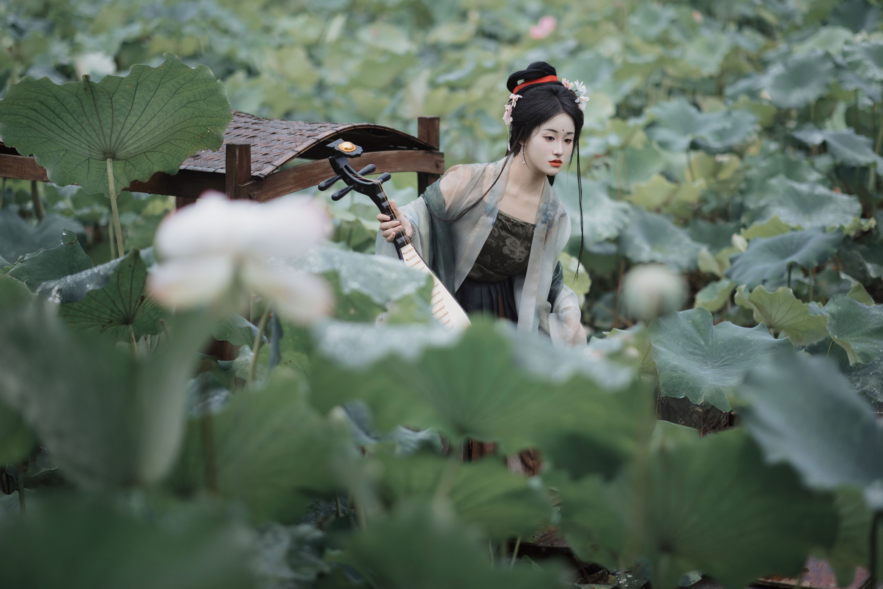 ID11128雨中采荷 - 妍画集-妍画集