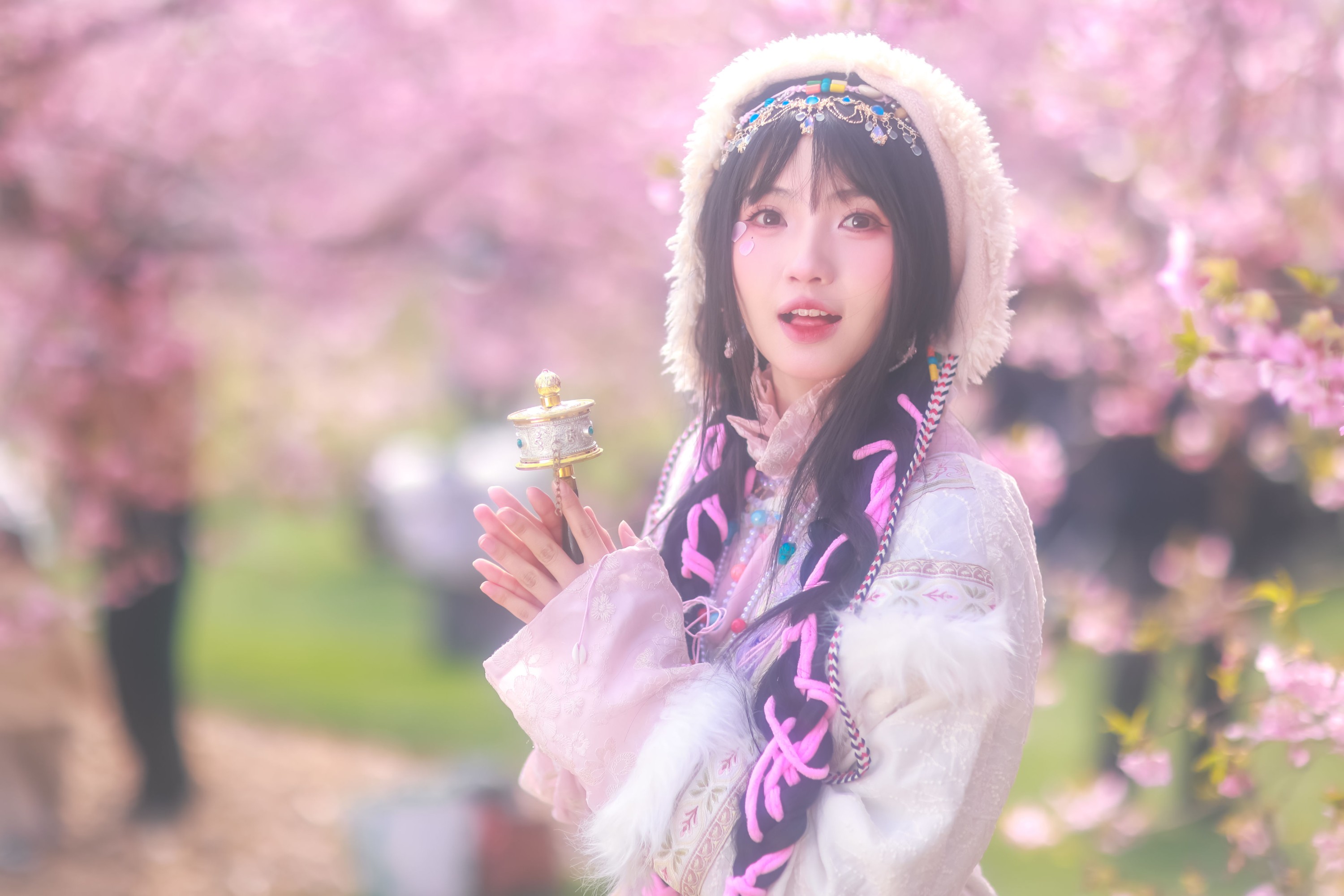 ID11434藏族少女の樱海 - 妍画集-妍画集