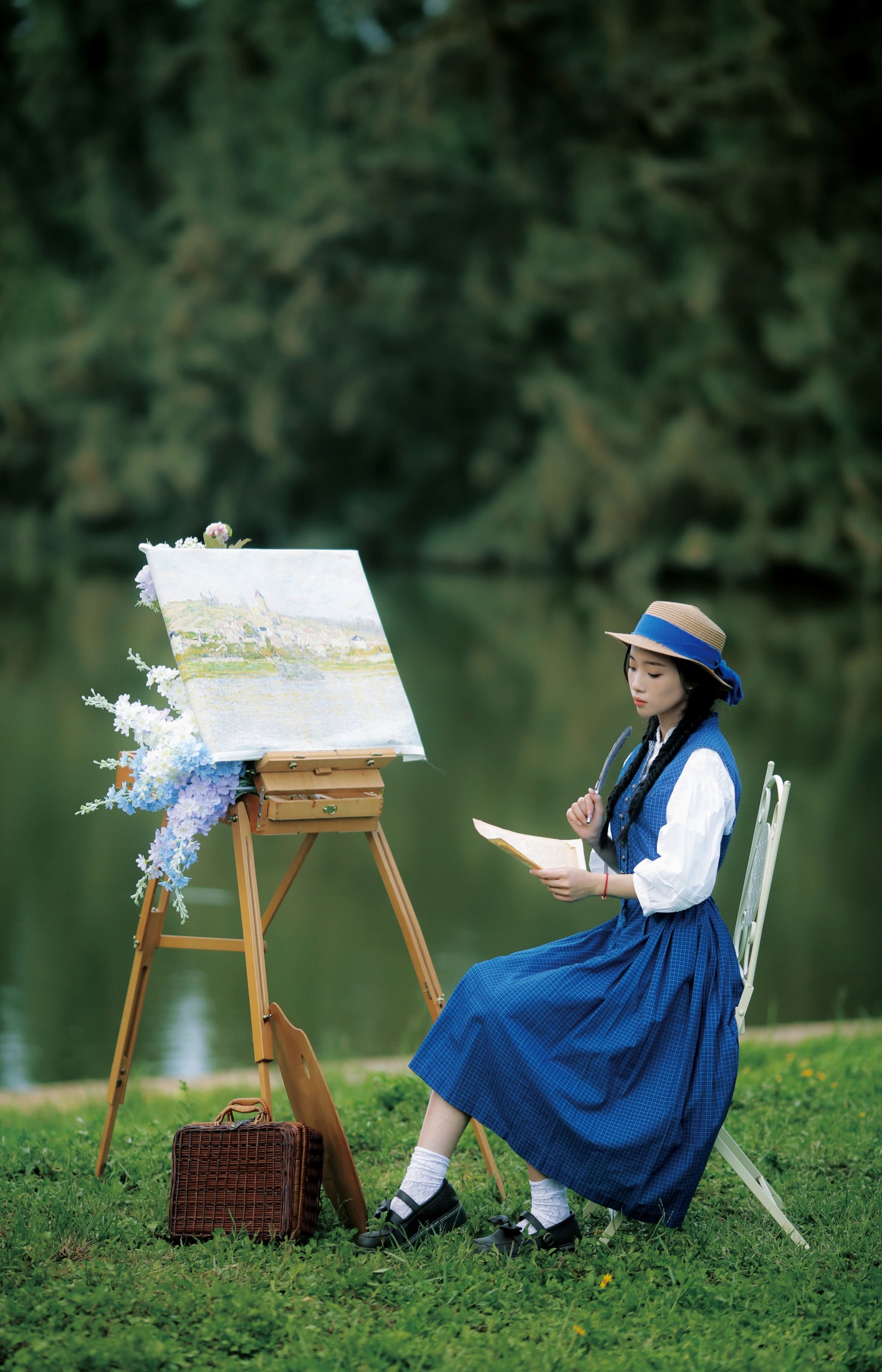 ID11617湖边的少女 - 妍画集-妍画集
